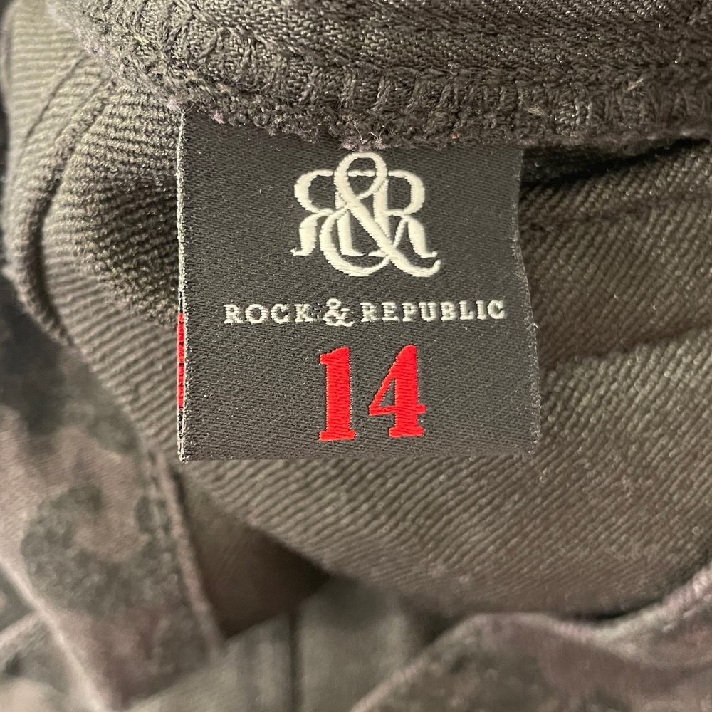 Rock & Republic Black Skinny Leopard Print Jeans Size 14 - Picture 8 of 9